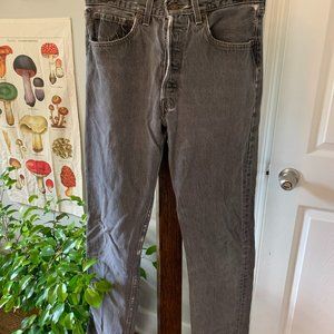 Grey Levi's high-waisted jeans